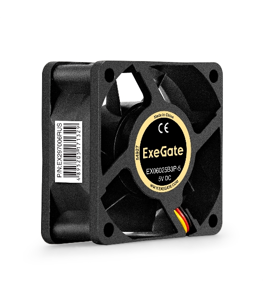 Вентилятор для корпуса ExeGate EX06025B3P-5 черный, 60 мм, 4000 об/мин, 28.9 дБ, 3 pin