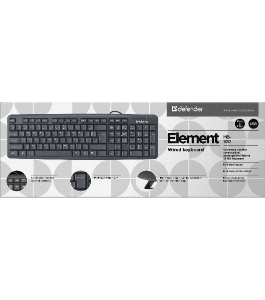 Клавиатура проводная Defender Element HB-520, USB, черный