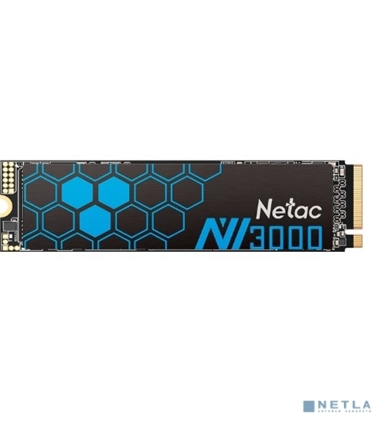 Накопитель SSD Netac NV3000, 500Gb, PCIe 3.0 x4, M.2 2280, NVMe, R/W 3000/2100, с радиатором