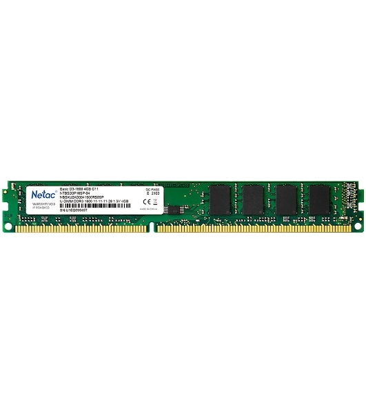 Оперативная память NETAC Basic, DDR3, 4GB (1x4GB), 1600MHz, CL11, DIMM