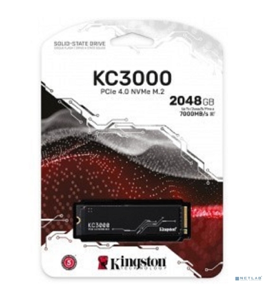Накопитель SSD Kingston KC3000, 2Tb, PCIe 4.0 x4, M.2 2280, NVMe, R/W 7000/7000, с радиатором