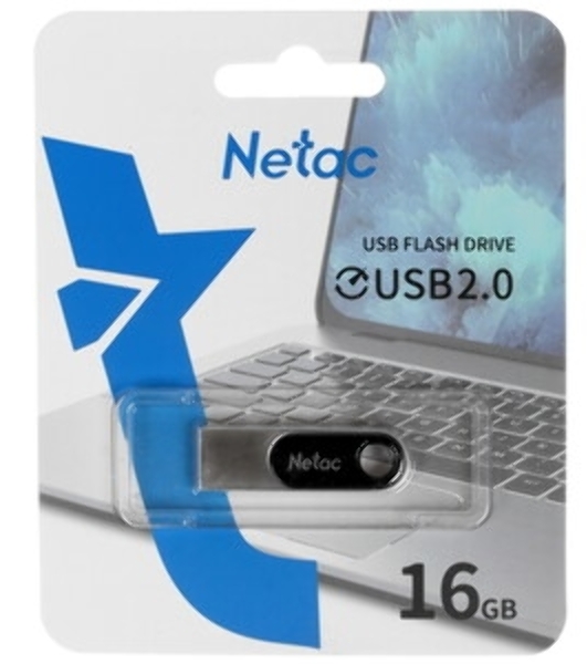Флешка USB Netac U278 (NT03U278N-016G-20PN), 16Gb, USB 2.0, R/W 50/10, серебристый/черный