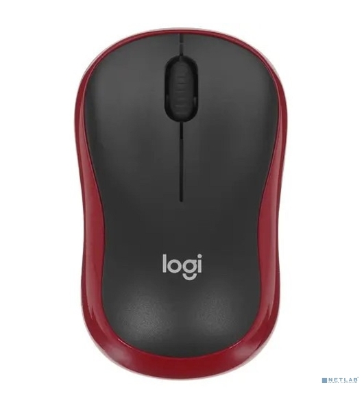 Мышь беспроводная Logitech M185, красный, 1000 dpi, радиоканал, USB, кнопки - 3