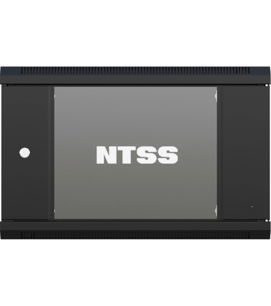 Шкаф коммутационный NTSS NTSS-W12U6045GS (NTSS-W12U6045GS-BL) настенный 12U 570x450 мм пер. дв. стекл 60 кг черный 350 мм 22.2 кг 220 град. 635 мм IP20 сталь