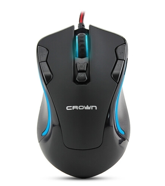 Мышь проводная Crown Gaming CMXG-804 черный, 2000 dpi, USB, кнопки - 9