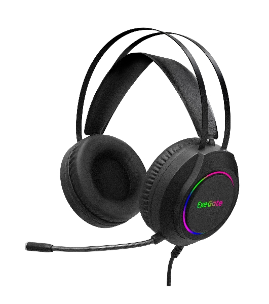 Гарнитура Exegate Cosmos HS-702GL чёрный, проводная, USB, виртуальный звук 7.1, подсветка