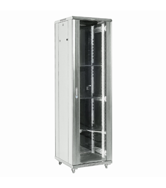 Напольный шкаф Rexant RAL 7035 19' 22U 600×600×1164 (ШxГxВ), дверь стекло, металлическая задняя дверь, боковые съемные стенки