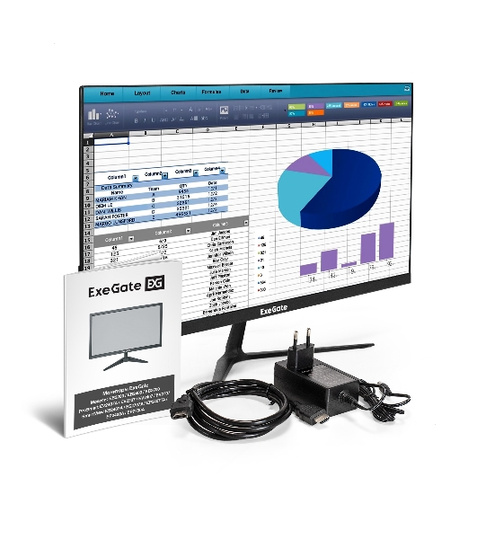 Монитор 23.8' ExeGate ProSmart EV2407A VA 1920x1080, 75 Гц, 5 мс, 16:9, 280 кд/м2, 1xHDMI, 1xVGA, 1x3.5 мм, черный