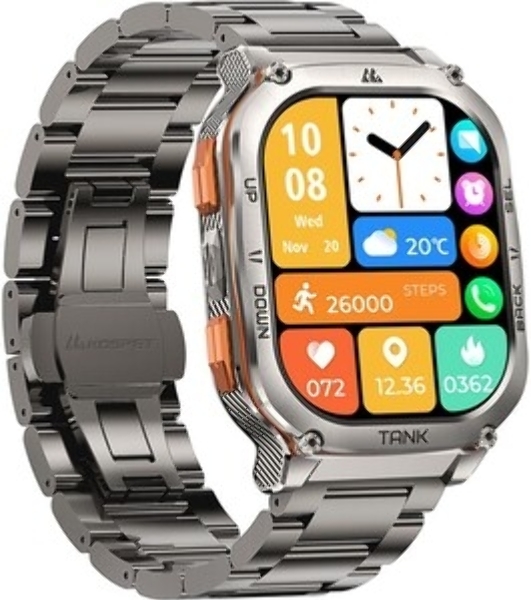 Умные часы KOSPET Tank M3 Ultra, 1.96' AMOLED, Bluetooth 5.0, GPS, IP69K, серебристый