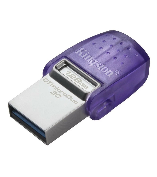Флешка USB Kingston DataTraveler microDuo 3C (DTDUO3CG3/128Gb), 128Gb, USB 3.2 Gen 1/Type-C, R/W 200/15, фиолетовый