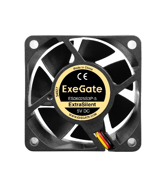Вентилятор для корпуса ExeGate ExtraSilent ES06025S3P-5 черный, 60 мм, 2300 об/мин, 18 дБ, 3 pin