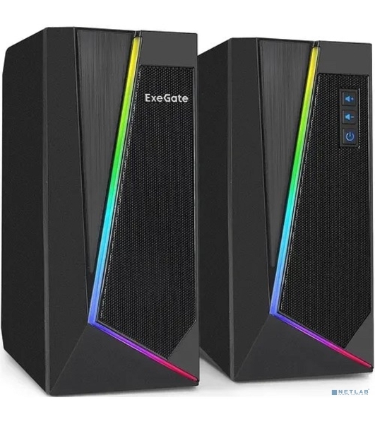 Акустическая система 2.0 ExeGate EX289688RUS Accord 240 (питание USB, 2х3Вт (6Вт RMS), 60-20000Гц, черный, RGb подсветка)