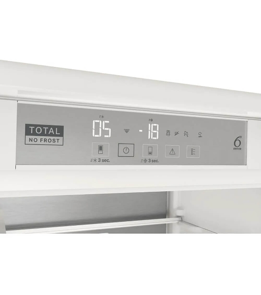 Холодильник встраиваемый Whirlpool WHSP70T241P 70 см, 193.5х54.3х69 см, 295/95 л, инверторный компрессор, автоматическая разморозка, зона свежести влажная, сенсорное управление, технология 6 SMYSL FreshControl, MultiFlow, FreezeControl, перенавешиваемые дверцы, скользящие направляющие, Италия