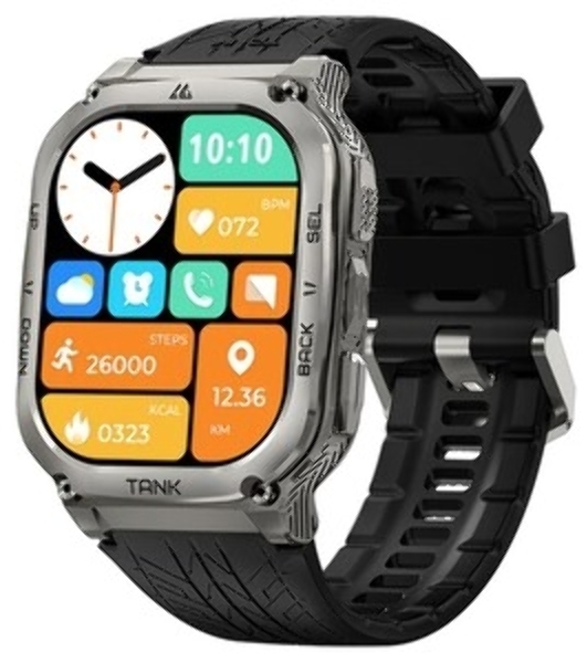 Умные часы KOSPET Tank M4C, 1.96' AMOLED, Bluetooth, GPS, IP69, серебристый