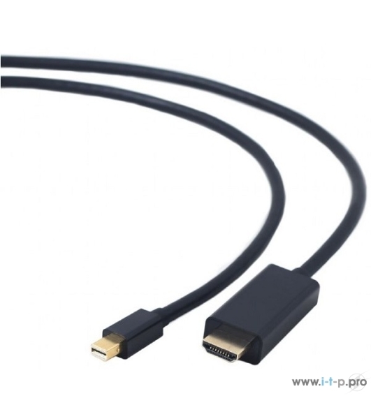 Кабель Cablexpert mDP-HDMI, 20M/19M, 1.8м, черный, позол.разъемы, пакет (CC-mDP-HDMI-6)