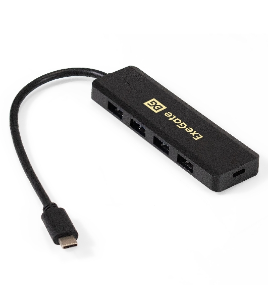 USB-концентратор ExeGate DUB-4CP/1 (кабель-адаптер USB Type C --> 4xUSB3.0, Plug&Play, черный)