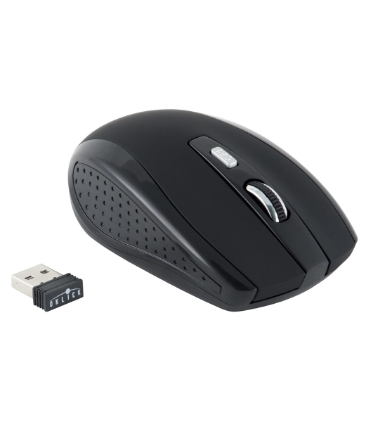 Мышь беспроводная Oklick 455MW черный, 1600 dpi, радиоканал, USB, кнопки - 6