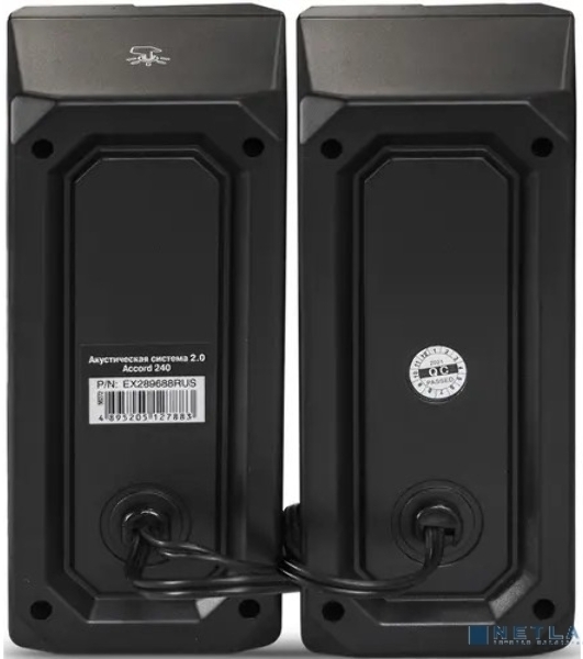 Акустическая система 2.0 ExeGate EX289688RUS Accord 240 (питание USB, 2х3Вт (6Вт RMS), 60-20000Гц, черный, RGb подсветка)