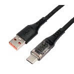 Кабель USB2.0 Cablexpert CCP-USB2-AMCM-SCR-1M, AM/Type-C, 6A, 66Вт, QC3.0, дисплей, оплетка, медь, 1м, черный, пакет, фото3