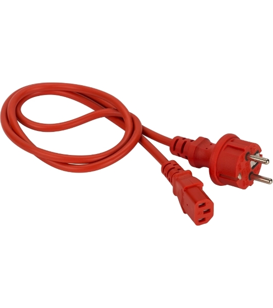 Шнур питания Lanmaster C13-Schuko прямая, 3х0.75, 220В, 10А, красный, 2 метра