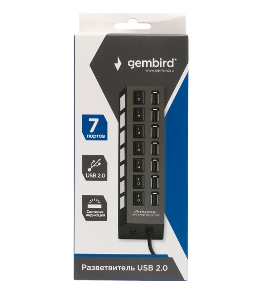 USB-концентратор Gembird UHB-U2P7-01, USB 2.0, 7хUSB, USB