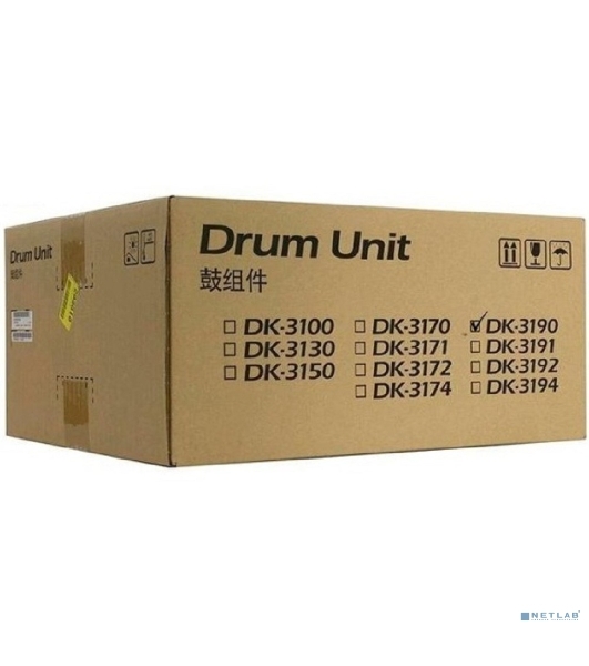 Блок фотобарабана Kyocera DK-3190 302T693031/302T693030 черный ч/б:500000 стр. для PЗ050DN/P3055DN/P3060DN Kyocera
