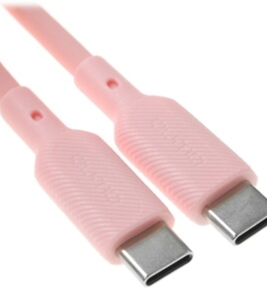 Кабель QUMO 32966 Type-C на Type-C, силиконовый, 1м, 3A, 60W, PD (розовый)