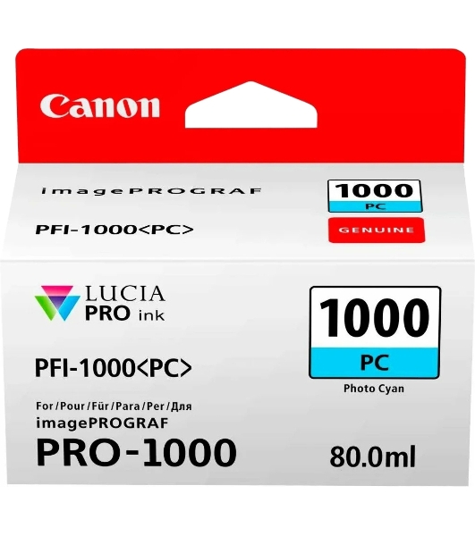 Картридж струйный Canon PFI-1000 PC фото голубой (80 мл.) для Canon IJ SFP PRO-1000 WFG