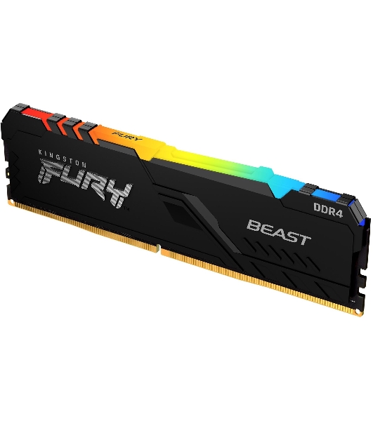 Оперативная память Kingston Fury Beast, DDR4, 16GB (1x16GB), 3200MHz, CL16, DIMM, с радиатором, RGB, черный