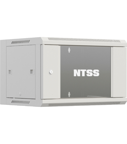 Шкаф коммутационный NTSS Премиум (NTSS-W6U6045GS-2) настенный 6U 600x450 мм пер. дв. стекл 60 кг серый IP20 сталь
