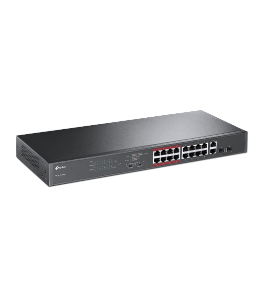 Коммутатор TP-LINK TL-SL1218MP Неуправляемый коммутатор PoE на 16 портов 10/100 Мбит/с и 2 гигабитных порта