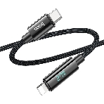 Кабель USB2.0 Hoco Type-C/Lightning, 2.4А, с дисплеем, U125, 1.2м, черный, коробка, фото2