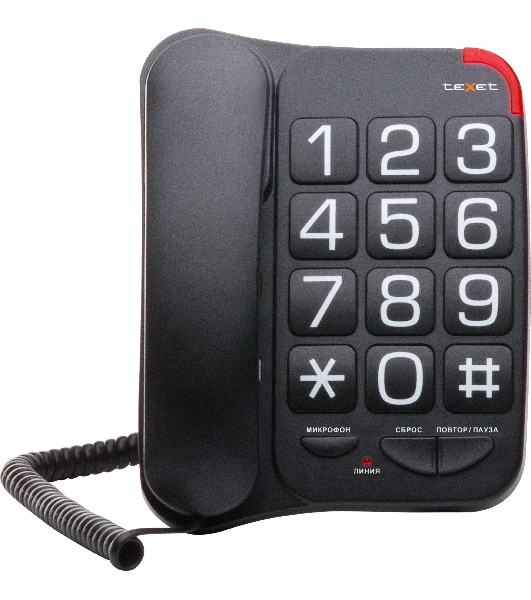 Телефон проводной teXet TX-201 черный