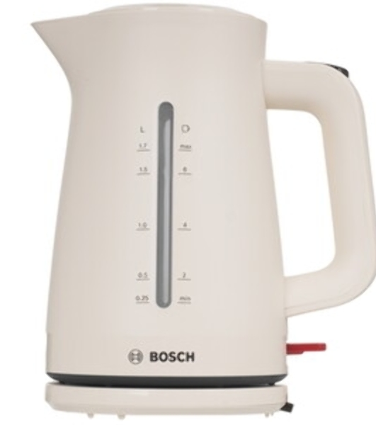 Электрочайник Bosch TWK3M127 бежевый, 1.7 л, 2400 Вт, скрытый нагревательный элемент