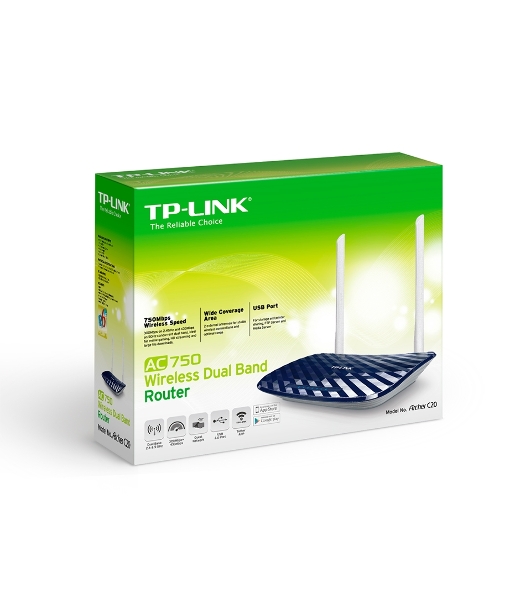 Маршрутизатор беспроводной TP-Link Archer C20 10/100BASE-TX синий