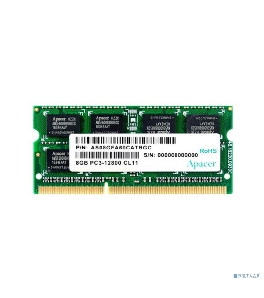 Оперативная память Apacer, DDR3, 8GB (1x8GB), 1600MHz, CL11, SO-DIMM