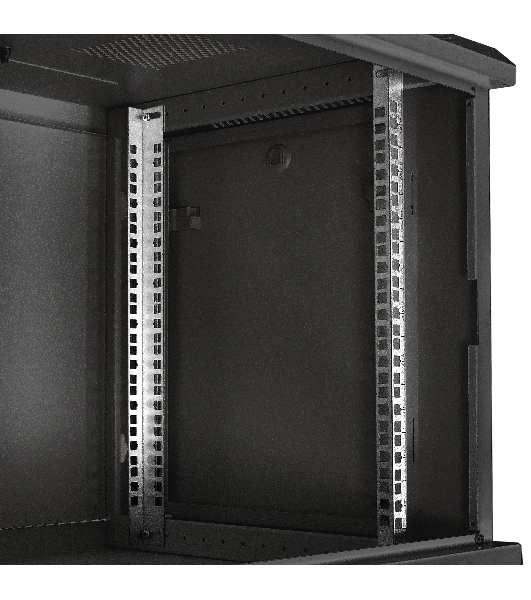 Шкаф телекоммуникационный 19' настенный 9U ExeGate EC-WM-9U.450.G.BLACK (19', 9U, 600x450x500 мм (ШхГхВ), передняя дверь закаленное стекло, съемные боковые панели, пыле- и влагозащита IP23, черный RAL 9004)