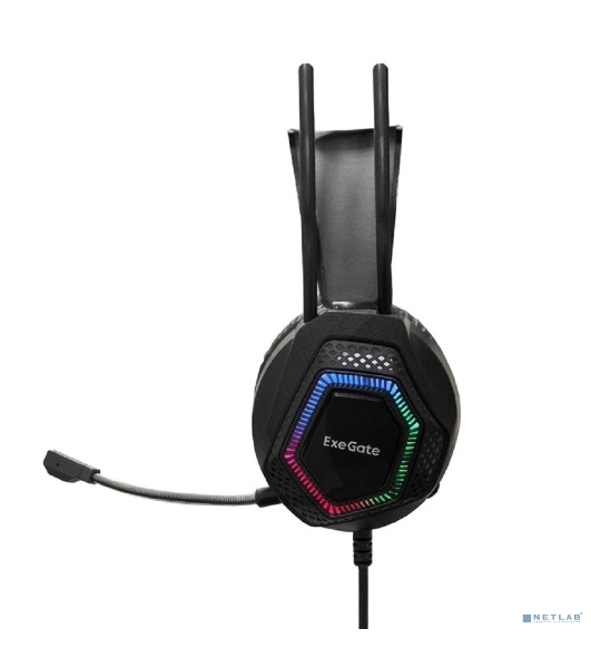 Гарнитура Exegate Cosmos HS-704GL чёрный, проводная, USB, виртуальный звук 7.1, подсветка