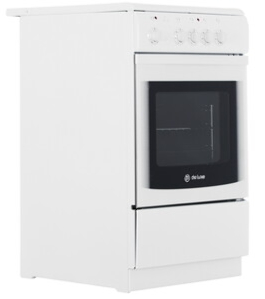 Плита электрическая De Luxe 506004.04ЭС белый, конфорок 4 шт, духовка 60 л, 50 см x 87 см x 60 см