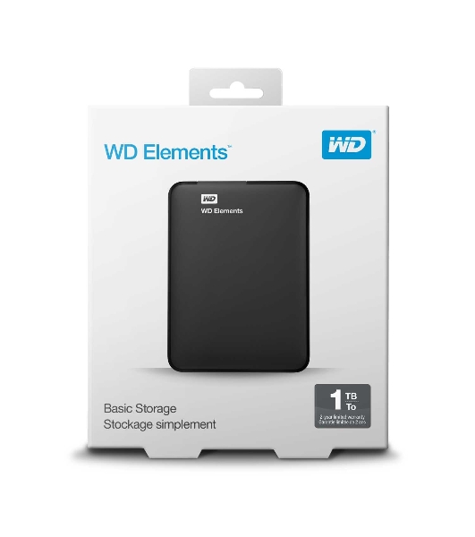 Внешний HDD 2.5' Western Digital Elements Portable, 1TB, USB 3.2 Gen 1 Type-A, 5400 rpm, черный
