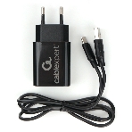 Сетевое зарядное устройство Cablexpert MP3A-PC-37 USB 2 порта, 2.4A, черный + кабель 1м Type-C, фото 1