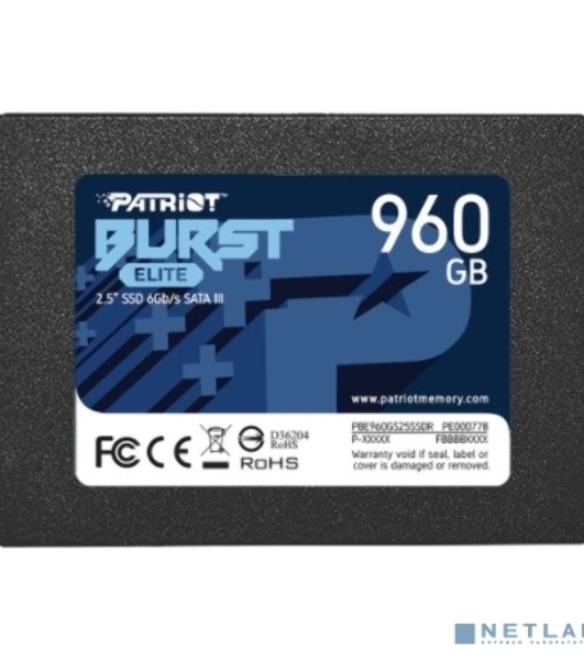 Накопитель SSD Patriot Burst Elite, 960Gb, SATA, 2.5', R/W 450/320