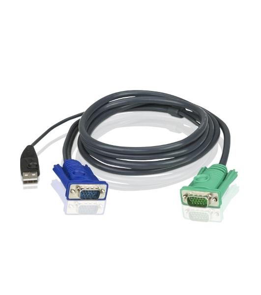 Кабель KVM ATEN 2L-5205U USB(тип А Male)+HDB15(Male) (-) SPHD15(Male) 5,0м., черный.