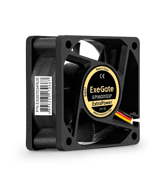 Вентилятор для корпуса ExeGate ExtraPower EP06025S3P черный, 60 мм, 4500 об/мин, 31 дБ, 3 pin