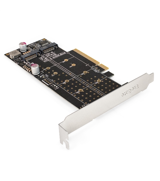 Переходник ExeGate EXE-597E2 (2 x M.2 M key -> PCI-E x8 v3.0, для установки двух SSD M.2 2230/2242/2260/2280/22110 M key NGFF в слот PCI-E, материнская плата должна быть c функции Bifurcation PCI-E)