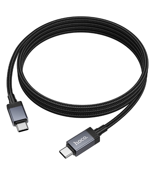 Кабель USB2.0 Hoco Type-C/Type-C, 3А, 60Вт, с дисплеем, X118, 1м, черный, коробка