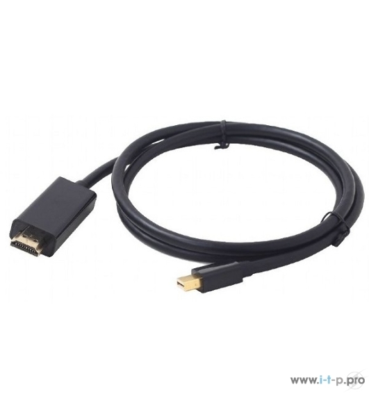 Кабель Cablexpert mDP-HDMI, 20M/19M, 1.8м, черный, позол.разъемы, пакет (CC-mDP-HDMI-6)