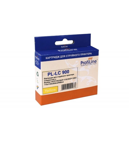 Картридж струйный ProfiLine PL-LC900Y для принтеров Brother DCP110C/DCP-115C/DCP-120C/115c/120c820cw/640cw Yellow водн