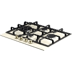 Газовая варочная панель Kuppersberg FS 610 C Bronze, газ, Classic, 61 см, автоматический электроподжиг, газ-контроль, SABAF конфорки, чугунные решетки, цвет бежевый, цвет фурнитуры бронзовый, фото3