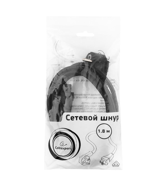 Кабель питания для ноутбуков Cablexpert PC-186-ML12 1.8м, 3-pin, с зазем., пакет